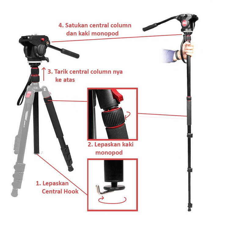 Rover 77 Paket 1 Traveller Fluid Head Video Tripod Monopod Kit 3.webp