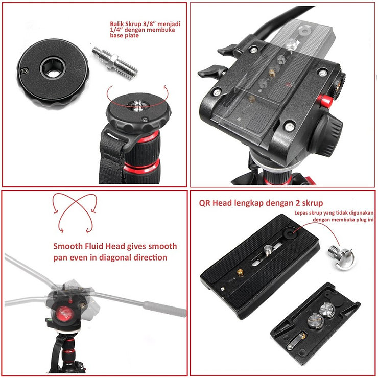 Rover 77 Paket 1 Traveller Fluid Head Video Tripod Monopod Kit 5.webp