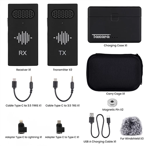 Takara INTRO X3 2.4GHz Digital Wireless Mic Microphone with Charging Case