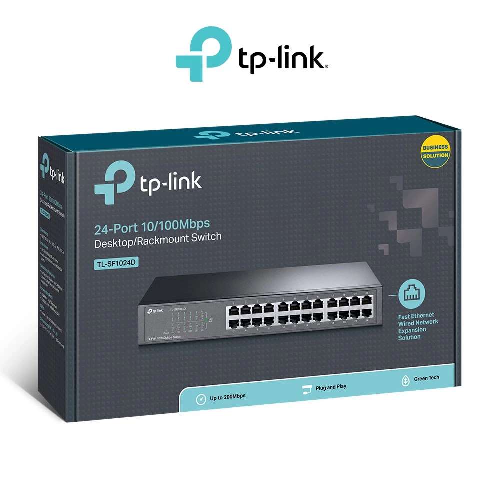 TP-Link TL-SF1024D | 24 Port Unmanaged Switch | 10/100Mbps Fast Ethernet | Auto MDI/MDIX | Desktop